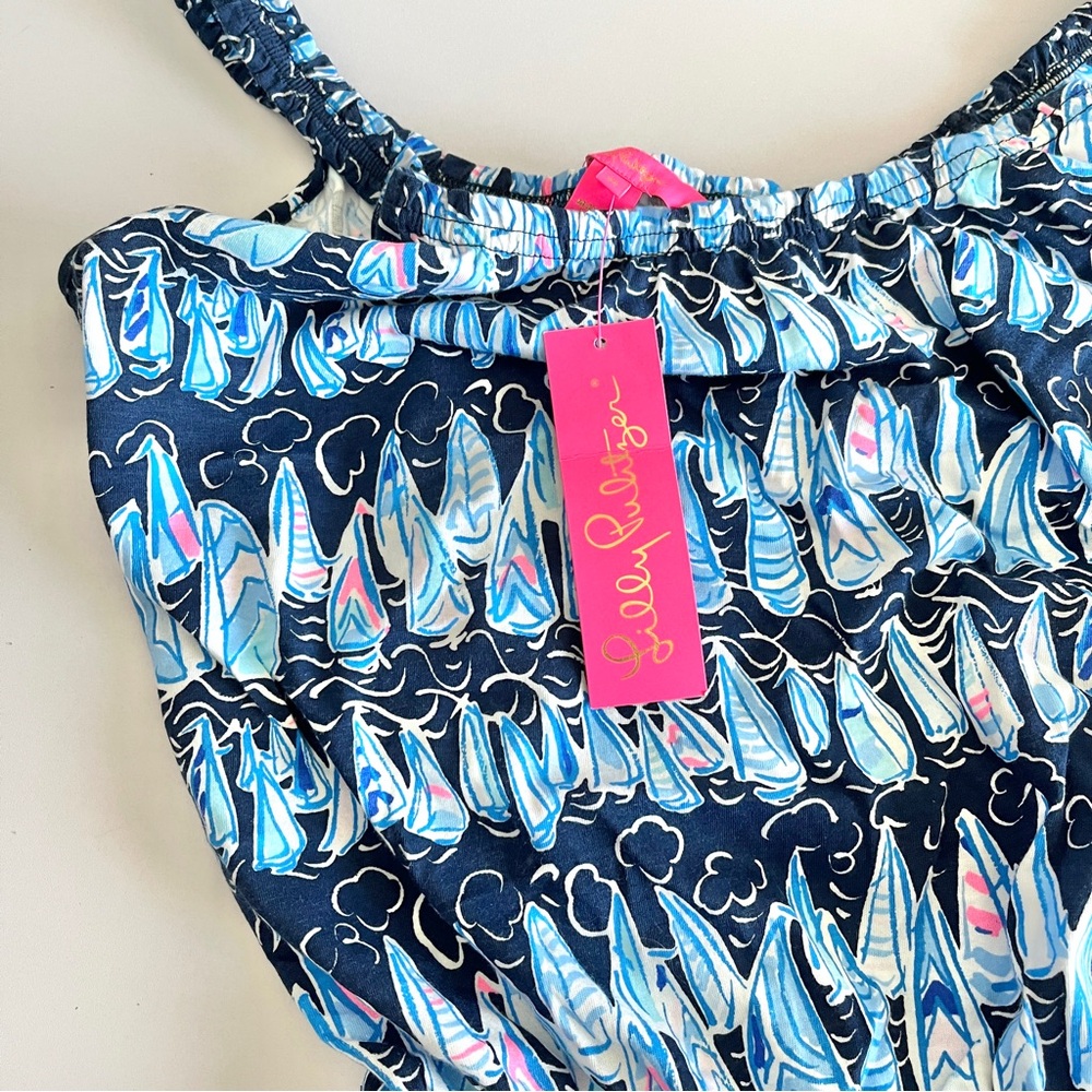 Lilly Pulitzer NEW Loro romper shorts womens medium navy blue tide sails preppy - Picture 6 of 10